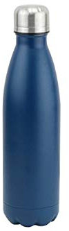 apollo THE HOUSEWARES BRAND SS Flask, Stainless Steel Insulated Drinks Water Bottle, Cold For 24 Hrs and Hot for 12, Insulated, Double-Walled Reusable, Leakproof, 500ml, No Logo, DARK BLUE