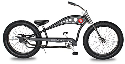 MICARGI 26 Vancouver Complete Cruiser Bikes Single-Speed high Fat Tires Adult Beach Cruiser Chopper Bike (MBK-BK/1-Speed/Lo Handlebar)…