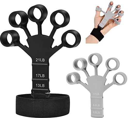 Vicloon Hand Grip Strengthener,2pcs Entraîneur de Doigts Musculation Renforcement du Grip avec Résistance Réglable avec 6 Niveaux de Résistance pour L'entraînement Musculaire,Soulagement du Stress…