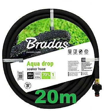 Garden Hose - 20m Porous Hose Pipe + 20 Ground Stakes - Flexible Durable Soaker Leaky Hose - Garden Irrigation System
