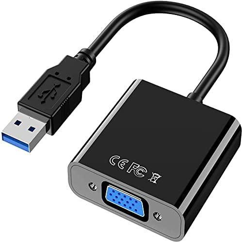 SZJUNXIAO Adattatore USB a VGA, USB 3.0/2.0 a VGA Convertitore 1080P (Maschio a Femmina)， Multi Monitor, Display Cavo Adattatore Esterno per PC Portatile Windows 10/8.1/8/7/XP