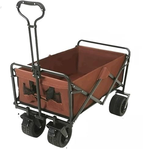 IRYZE Bollerwagen Faltbar Outdoor-Klappwagen, 4-rädriger, Faltbarer Campingwagen, Utility-Gartenwagen, Outdoor-Handwagen Mit Bremse Gartenwagen (Color : A)