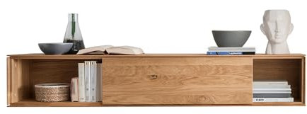 Lomadox Hängeschrank Wandschrank 150cm mit Schiebetür, Wildeiche massiv geölt