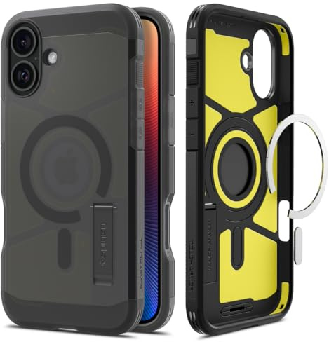 Spigen Tough Armor (AI) MagFit Hülle für iPhone 16, Kompatibel mit MagSafe Zubehör -Frost Black