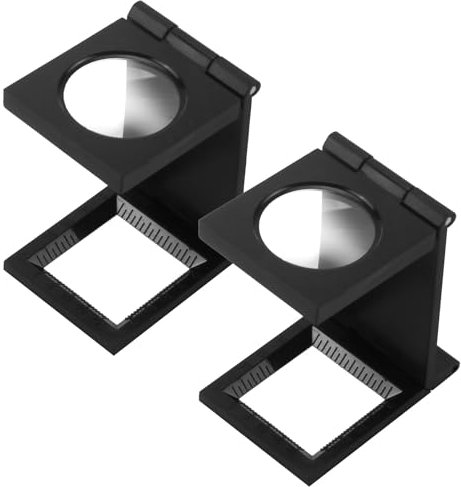 Smomend 2pcs Fadenzähler, Mini Lupe mit 10-facher Vergrößerung, Mini Klapplupe mit Maßstab und Faden Zählfunktion für präzise Arbeiten in der Uhrenindustrie, Juwelierkunst und Näharbeiten