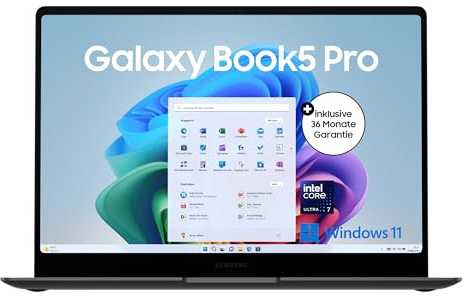 Samsung Galaxy Book5 Pro AI-Laptop, 14-Zoll-Display, AI-Notebook mit Intel Core Ultra 7 Prozessor, 16 GB RAM, 512 GB Speicher, Copilot+ PC, Moonstone Gray, 3 Jahre Herstellergarantie