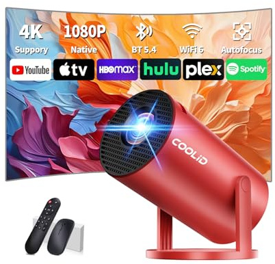 Mini Vidéoprojecteur [App Intégrée & 2026 Upgraded] Projecteur Supporte 4K/1080P avec 5G WiFi 6 Et BT 5.4 Soutien Rotation 270° Portable Projecteur Video Applicable Laptop/HDMI/TV Stick/Home,Rouge