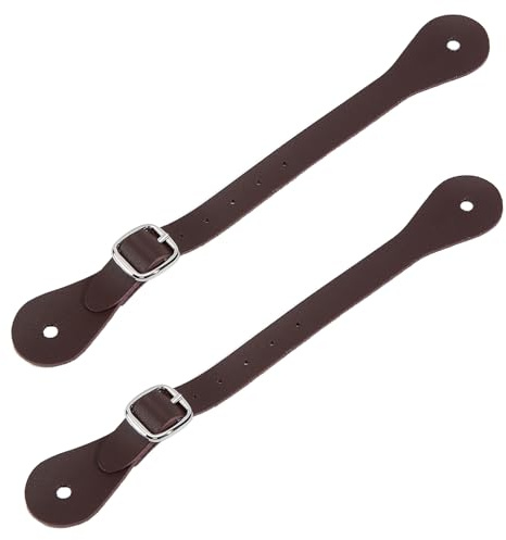 NICENEEDED 2 PCS Leather Spur Straps, 9.8 Inch Western Men Adjustable Boot Straps, 6 Holes Detachable Riding Spur Straps for Boots Western Women Men