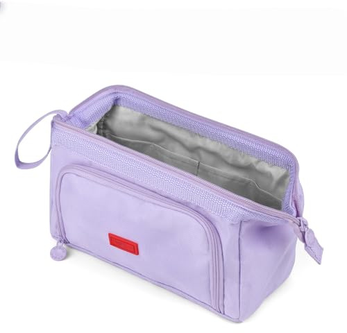 LAIBUY Estuches grandes para niñas, estuche para lápices súper grande para mujeres, estuche con cremallera para bolígrafos, organizador de papelería, estuche escolar duradero (morado)