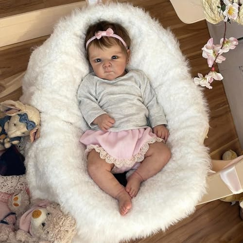 RXDOLL 45 cm vattentäta nyfödda babydockor silikon helkropp tjej realistisk nyfödd babydockor anatomiskt korrekt äkta utseende babydocka med blå ögon brunt hår