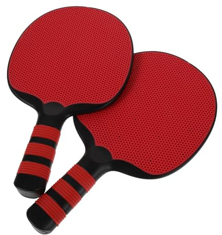 BUGUUYO Raquetas de Ping Pong para Principiantes, 2 Piezas, Palas de Tenis de Mesa de Plástico Rojo, Pala de Entrenamiento Superficie Elástica, para Interior y Exterior, Control Cómodo