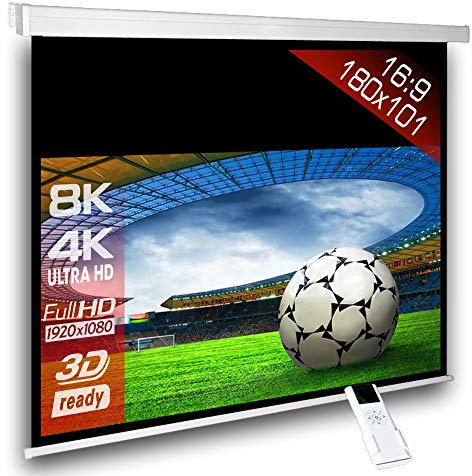 Écran de Projection motorisé 180 x 101 cm SlenderLine, Format 16:9 Full-HD 3D 4K 8K, Écran de Projection électrique pour vidéoprojecteur, Home Cinema, pour Mur ou Plafond, avec Télécommande