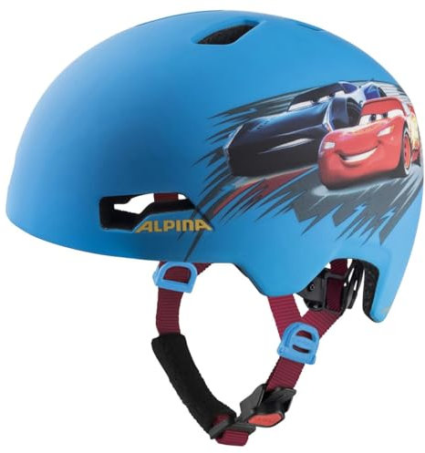ALPINA Hackney - Leichter, Bruchfester & Optimal Klimatisierter Fahrradhelm für Kinder, Mit Nachrüstbarem LED für Gute Sichtbarkeit, Cars, S (47-51 cm)