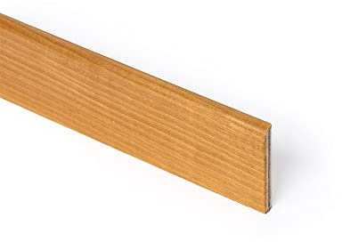 TWE - Tucci Wood Essence Zócalo de madera Tanganika para interiores, fabricado en Italia, resistente a los lavados. Tamaño teñido natural. Paquete de 1 unidad (10 x 70 x 2400 mm)