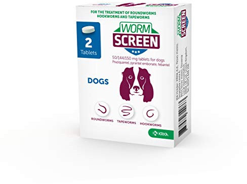 WORM SCREEN Dog (2 tablets): Dog Worming Tablets - Veterinary Licensed Worming Tablets for Dogs and Puppies from 2 weeks old - Kills Roundworms, Hookworms and Tapeworms.