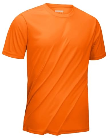 KEFITEVD Snabbtorkande stretchig t-shirt för män sommar tunn sport t-shirt ledig lätt kortärmad toppar, Orange, 3XL