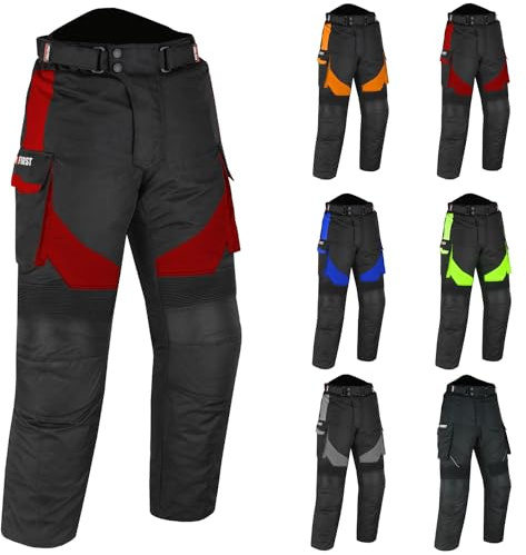 PROFIRST Motorbike Waterproof Trouser Motorcycle Protective Pant Motorcycle Armored Trouser for Men| Length 32 Inch (L, Red)