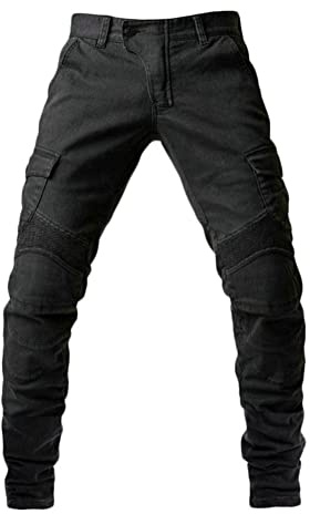 ORANDESIGNE Pantalon de Moto, Pantalon de Protection, Jeans de Moto Hommes en Kevlar Respirant et résistant à l'usure avec 2 Paires de Hanche de Protection et de genouillères, Jeans A Noir S