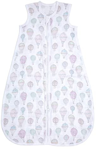 aden + anais above the clouds Sleeping Bag -Pack of 1 | 100% Wearable Organic Cotton Muslin Sleep Sack | Soft & Lightweight Unisex Baby Zipper Grow Bag & |6-18 Months |Newborn & Infant, (AA1298)