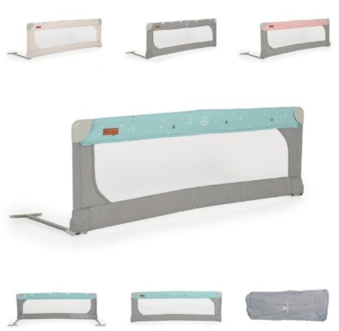 Cangaroo Bettschutzgitter Leinen 130 cm Bettgitter Rausfallschutz Front klappbar, Farbe:türkis