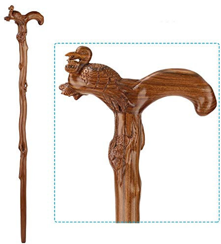 Canne en Bois Robinet Bâton De Marche Séquoia Vieil Homme Béquilles Sculpture sur Bois Cadeaux d'anniversaire Bâtons Antidérapants,H