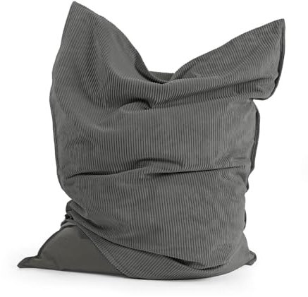 mokebo Sitzsack XXL mit Cord Bezug für Kinder & Erwachsene 'Der Große', Bean Bag für Indoor & Outdoor mit Füllung & Cover (nur Indoor), Sitzkissen, Bodenkissen, Riesen-Sitzsack in 130x170cm, Anthrazit