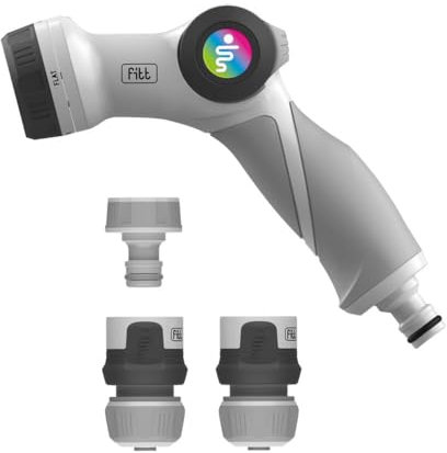 FITT Set Accessori Tubi da Irrigazione Composto da 1 Pistola Multigetto, 2 Raccordi a Scatto (1 Dotato di aquastop) e 1 Presa per Rubinetto da 3/4