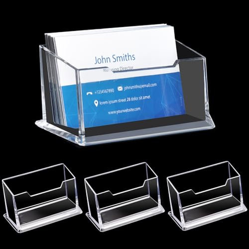 4 Stück Visitenkartenhalter - Visitenkartenständer Acryl, Transparenter Visitenkarte Display Organizer, Visitenkarten Halter für Die Präsentation von Visitenkarten, Unternehmenskarten, kleinen Karten