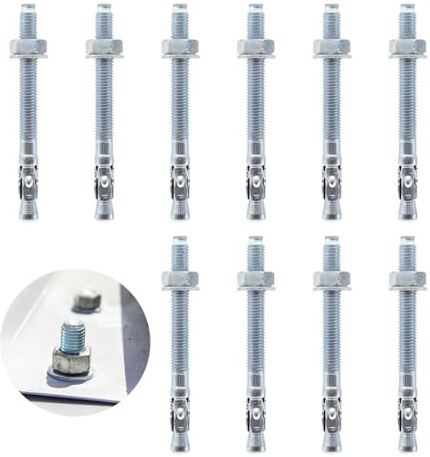 KtbeYTi 10 Stück Schwerlastdübel Verzinkt Bolzenanker M10 x 110mm Betonschrauben Anker für Geländer, Fenster, Vorhangfassaden usw
