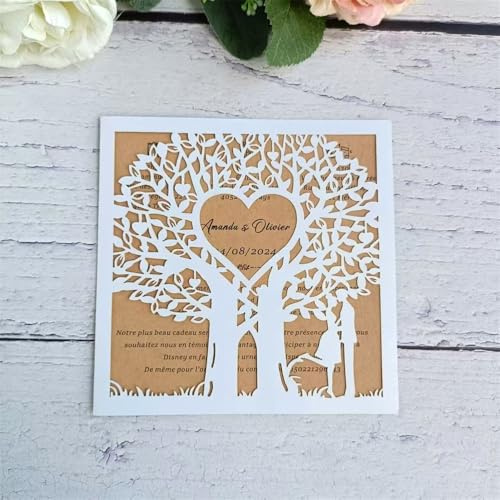 MillaSaw Romantica carta di nozze invito annuncio amore albero carte taglio laser 20 set