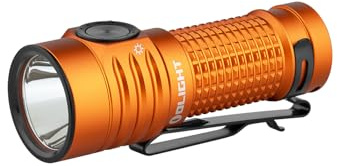 OLIGHT BatonTurbo Torcia 1000 Lumen 510 Metri di Alcance LED Portatile Ricaricabile ad Alta Potenza per Illuminazione Notturna Campeggio Escursionismo Explorazione di Grotte e Uso Domestico(Arancione)