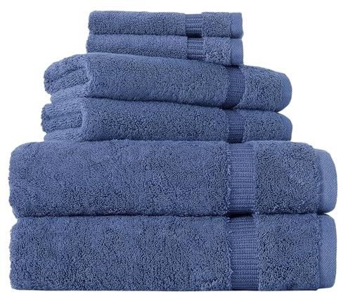 BERIBO Comfort - Juego de Toallas turcas de 6 Piezas, 2 Toallas de baño, 2 Toallas de Mano, 2 Toallas de Cara, 620 g/m², 100% algodón (Azul Marino)