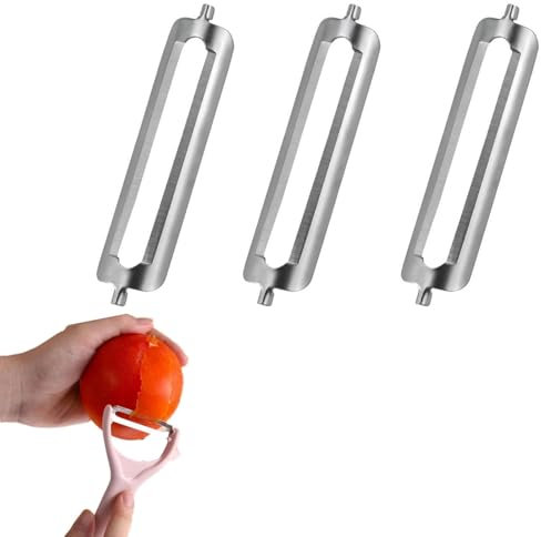HOTMNTY Coltello di Ricambio Pelaverdure Piatto Lame di Ricambio per Pelapatate, Lama per Sbucciatore Acciaio Inox, Doppia Faccia per Pelatrici Pelapatate Professionale Sbucciatore Economico, 3 Pezzi