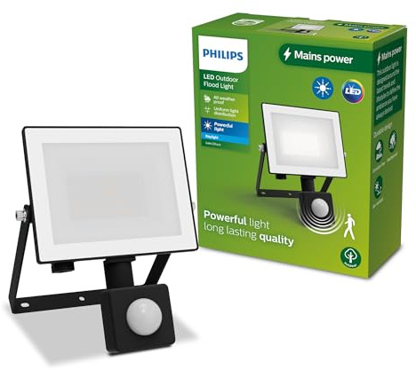 PHILIPS Lois Outdoor Floodlight with Sensor, 20 W, 5000 K, Black​
