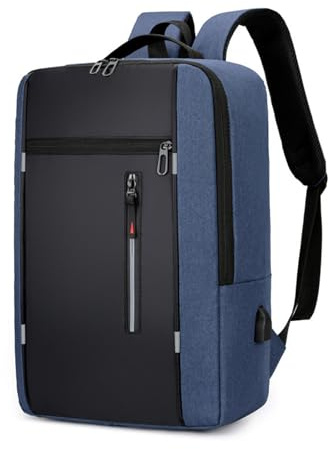 FANDARE Laptop ryggsäck för män med USB-flygplan Ryanair handbagage kvinnor dagryggsäck med reflektorränder handväska reseryggsäck skolväskor weekendare arbete dagsryggsäck, Blå A, L