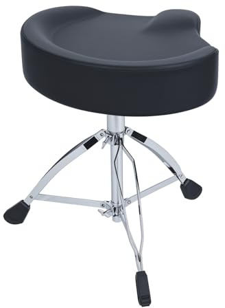 cadciehe Heavy Duty Drum Throne, Adjustable Saddle Style Padded Drum Chair with Anti-Slip Feet, Professional Drummer Seat for Adults, Foldable Portable Drum Stool for Practice, Performances Black