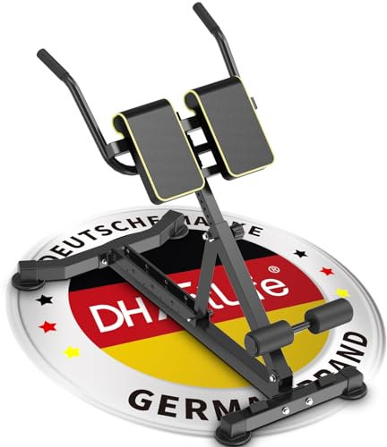 DH FitLife 5in1 Rückenstrecker für zuhause | Bauchmuskeltrainer & Rückentrainer | Hyperextension Bank | Klappbarer verstellbarer Roman Chair bis 150KG | Multifunktionale Curlbank u. Hantelbank