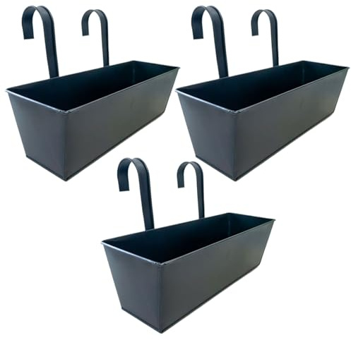 Bexdug Plantador de barandilla de balcón, Plantador de barandilla de Cubierta,3X Schanter al Aire Libre de Metal para balcón con Ganchos Desmontables - Patio de Pared Soporte de jardinería Interior