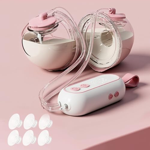 Tire Lait Electrique main libre, Tire-Lait éLectrique Mains Libres Portable Avec 4 Modes Et TéTerelles De 17/19/21 Mm, Sans Bpa (Rose)