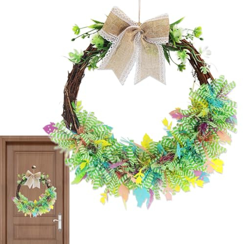 Corona di primavera per porta d'ingresso, 38 cm, pulcini e gigli artificiali, forniture per feste, ghirlanda artificiale di Pasqua, porta d'ingresso, per ufficio, tavolo da festa, divano, libreria