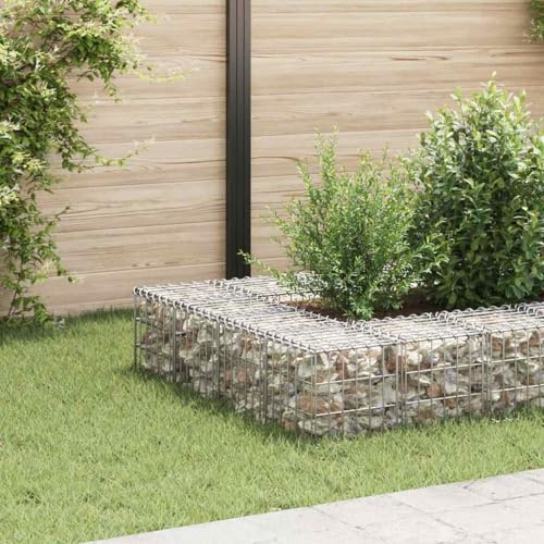 GROSERY Gabion Raised Bed, Silver Steel Wire, 11.8x11.8x11.8 Inch Cubic Planter for Outdoor Garden, Durable Rustproof Metal Cage Gardening Accessories