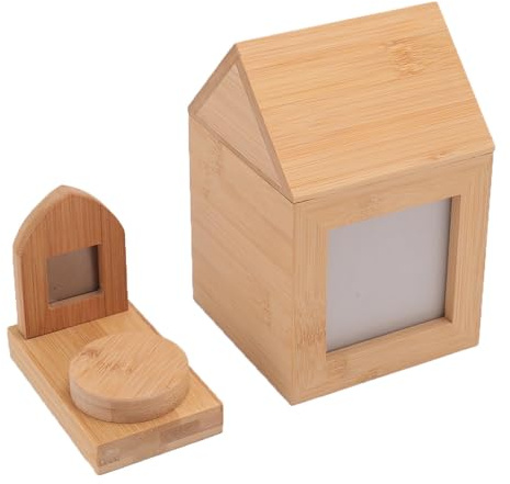 RASTKY Boîte à Cendres Commémorative pour Animaux de Compagnie, Urne en Forme de Maison Robuste et Attrayante pour Chien et Chat, Urne Photo de Crémation en Bois Durable pour Les Souvenirs d'animaux
