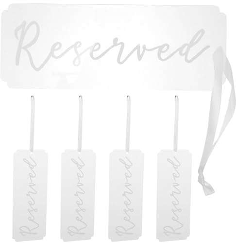 MAGICLULU 5 Cartelli Trasparenti in Acrilico per Sedie Riservate, Cartelli Appesi per Posti a Sedere, Segnaposto Decorativi per Matrimoni e Feste, Accessori per Eventi in Chiesa
