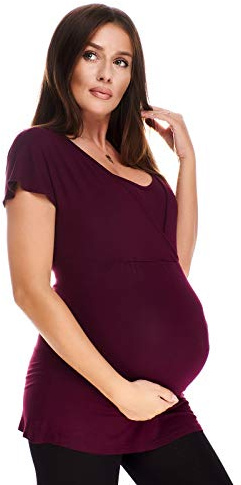 Purpless Maternity 2in1 Pregnancy Nursing Top Tunic Shirt Blouse Pregnancy Breastfeeding Women 7042 (8, Plum)