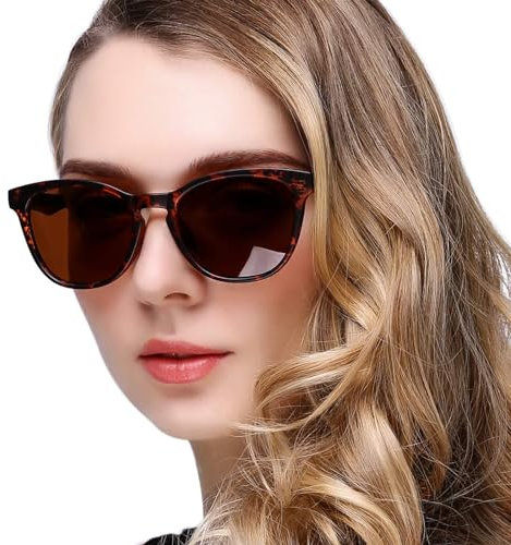KANASTAL Gafas de Sol Mujer Carey Marrones Polarizadas Clásicas Vintage Retro Protección UV400 Señora Brown Sunglasses Women - Leopardo Marrón Lentes