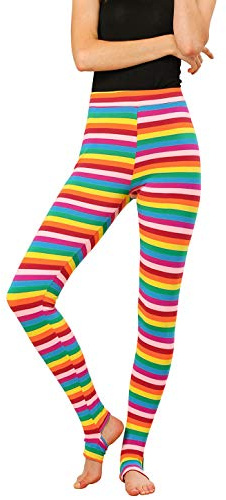 Allegra K dam elastisk byxband omrörning ränder leggings byxor