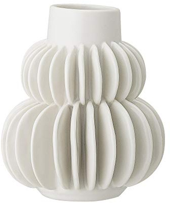 Bloomingville Vase aus Steingut in der Farbe Weiß, Maße: 11,5cm x 11,5cm x 14cm, 82047448