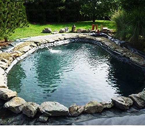 MAHFEI Pond Liners, Heavy Duty Fish Pond Preformed Liners, Garden Pool Membrane, Reinforced Landscaping, Large Fish Pond Liner, Impermeable Reinforced (Color : Black/0.12mm, Size : 9x10m)