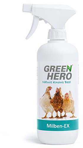 GreenHero Milben-EX 500 ml, Das Spray gegen Milben für Hühner & Geflügel, Milben Stopp, Anti Milbenspray, Umgebungsspray zum Bekämpfen von Milben im Hühnerstall, Abwehrspray und zur Vorbeugung
