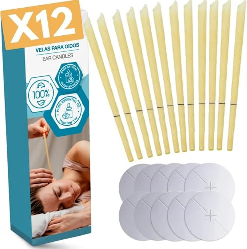 Vidaprime PACK mit 12 Ohrkerzen zur Reinigung - Ohrkerzen Bienenwachs - Natürliche Ohrenkerzen - Ohrenreiniger gegen Ohrenschmalz - Ohrkerzen für Ohrenreinigung.